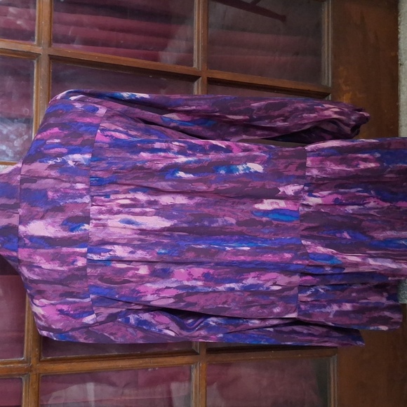 LOGO by Lori Goldstein Stretch Woven Button Front Blouse Top Plum - Picture 7 of 9